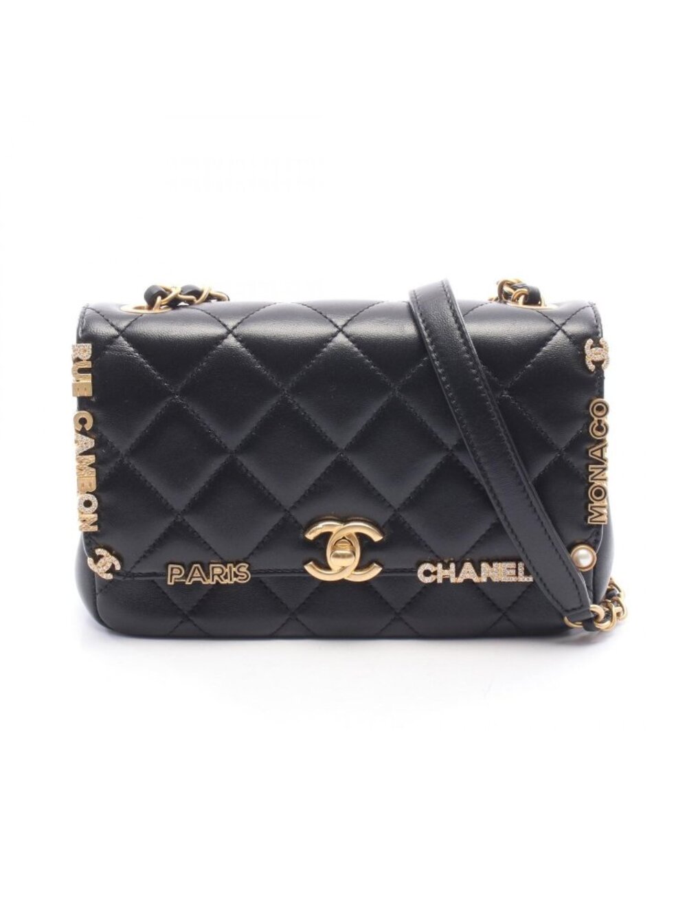 Chanel Shoulder Bag Mini Flap Quilted Black Leather Small Chain